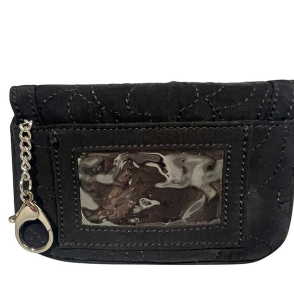 EUC VERA BRADLEY Pushlock Flap ID - with Key Clip - Black - Picture 2 of 9